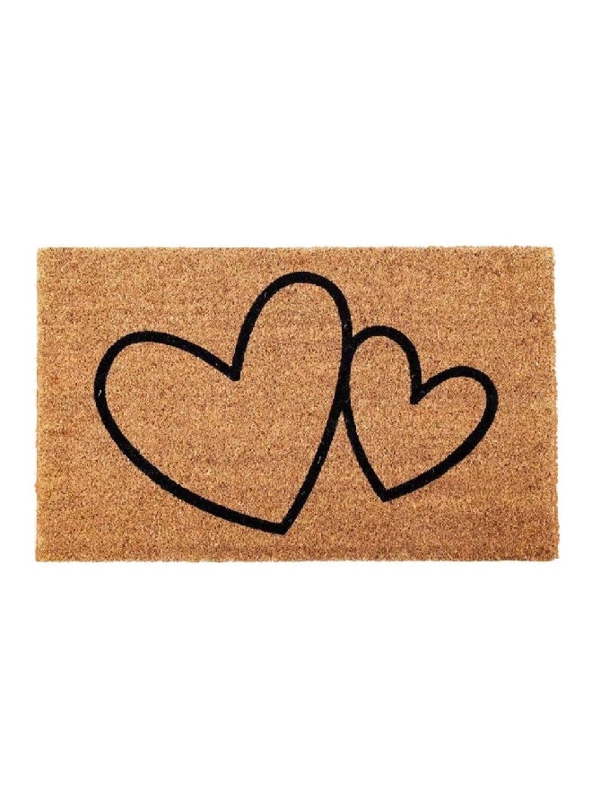 EVIDECO Non-Slip Backing Attractive Design Double Heart Door Mat Black and Brown 45 x 75 cm 140461048 - Image 1