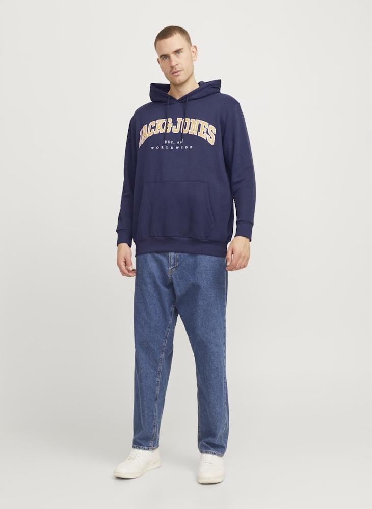 JACK & JONES Plus Size Logo Print Relaxed Fit Hoodie - Image 1