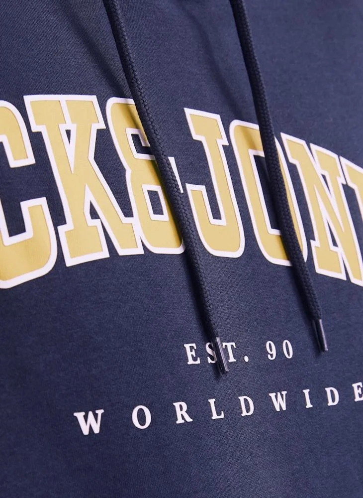JACK & JONES Plus Size Logo Print Relaxed Fit Hoodie