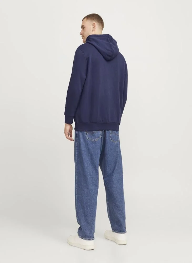 JACK & JONES Plus Size Logo Print Relaxed Fit Hoodie