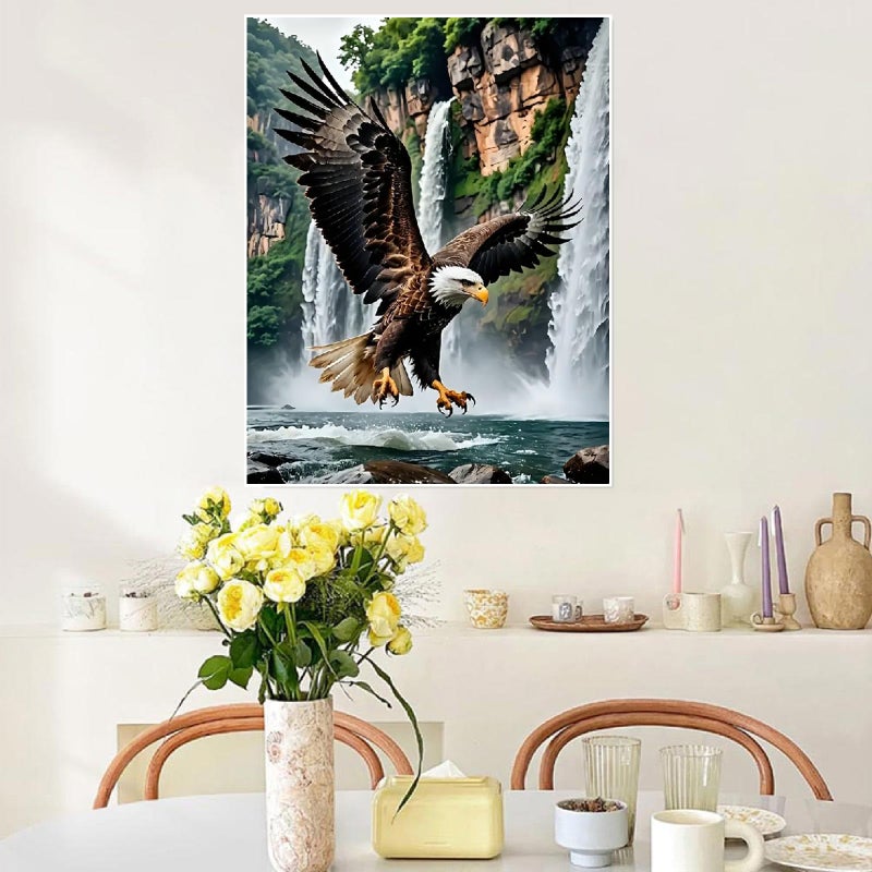 Askkqtx Eagle Paint By Numbers Kit For Adults  Diy Waterfall Paint By Numbers For Beginner  Watercolor Oil Painting By Number On Canvas For Home Decor And Gifts 16X20 Inch - Image 4