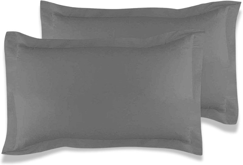 MUSA MUSA® Cotton Pillow Cover Shams - Washable Pillowcases for Sofa Cushions, Bedrooms & Dorm Decor | Hotel Quality Pillow Covers with Envelope Closure & 5cm Side Frame (2, Grey, 50 x 75cm) - Image 1