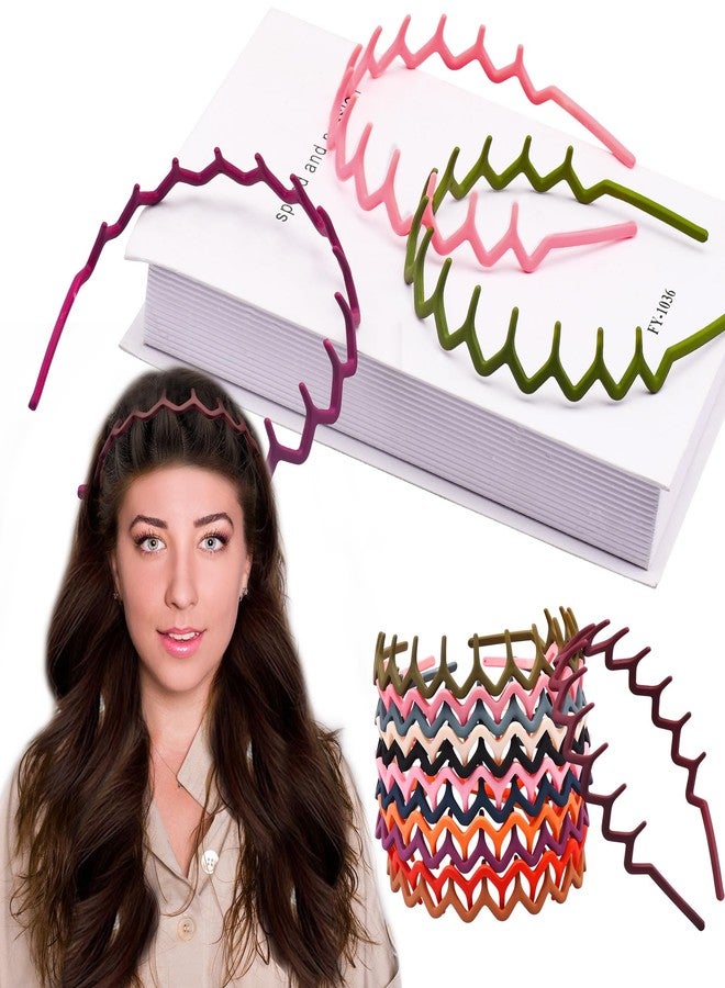 Duufin 12 Pieces Plastic Zig Zag Headbands with Teeth Sharks Tooth Headband Wave Teeth Comb Headband Non-slip Colorful Teech Headbands for Girls and Women - Image 3