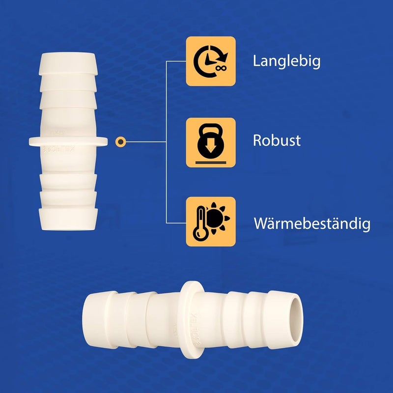 22x22mm Diameter Hose Extension and Connection - or Washer - High Quality Straight Connector for Connecting and Extending Drain Hose for Washing Machine, Dishwasher, Garden Hose - Made in Europe - Image 3