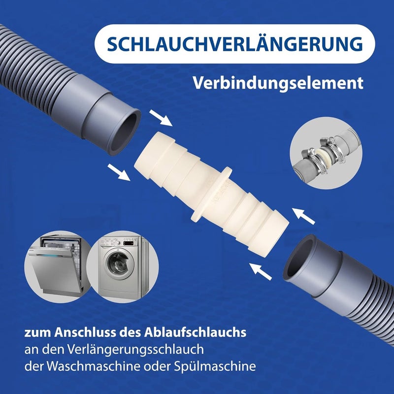 22x22mm Diameter Hose Extension and Connection - or Washer - High Quality Straight Connector for Connecting and Extending Drain Hose for Washing Machine, Dishwasher, Garden Hose - Made in Europe - Image 1