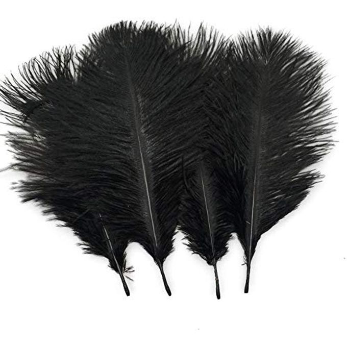 Sowder 20pcs Natural 10-12inch(25-30cm) Ostrich Feathers Plume for Wedding Centerpieces Home Decoration(Black) - Image 4