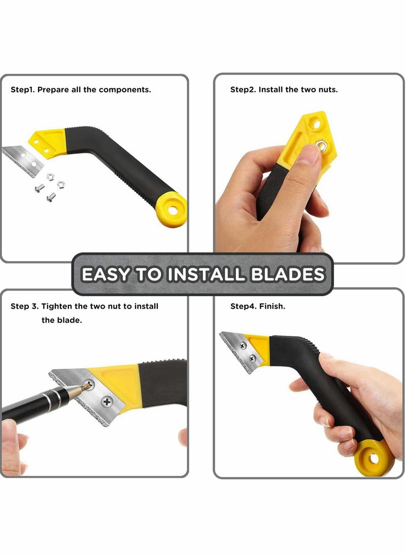 Grout Scraping Rake Tool, Tile Grout Hand Saw Angled Grout Clean Remover with 6 Pcs Blades Replacement for Tile Cleaning - Image 3