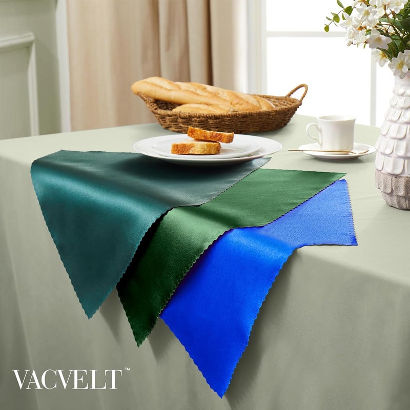 VACVELT 24 Pack Forest Green Satin Dinner Napkins 12x12 Inch Scalloped Elegant Square Table Napkins for Wedding Banquet Graduation Party - Image 4