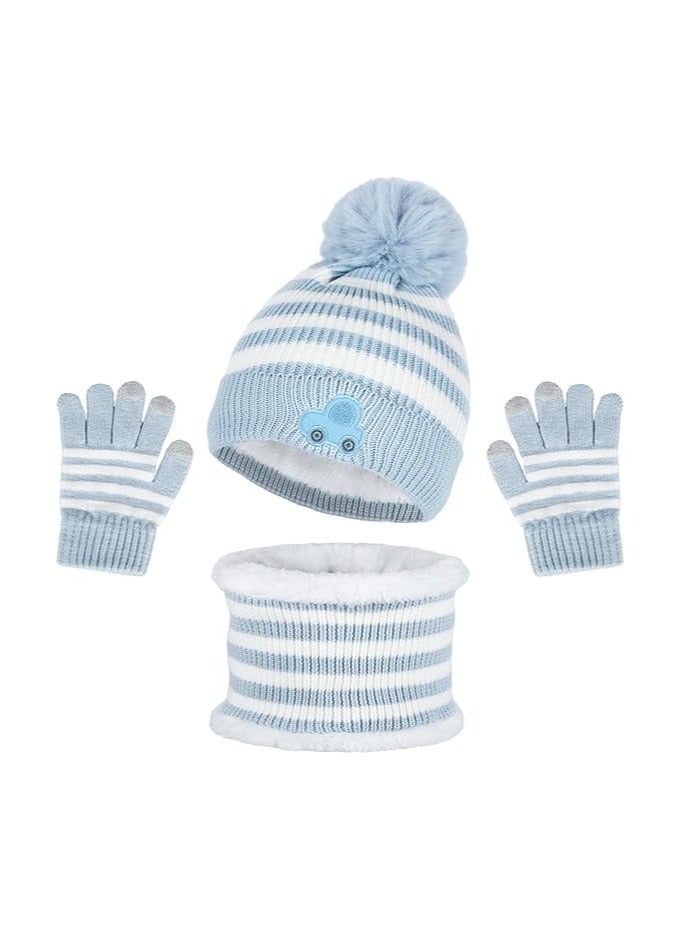 عام مجموعة أطفال من 4 قطع: قبعة بينية الشتاء، وشاح، وقفازات - ملحقات دافئة ورقيقة للأولاد والبنات في عمر 2-8 سنوات - معدات شتوية للأطفال الصغار - Image 1