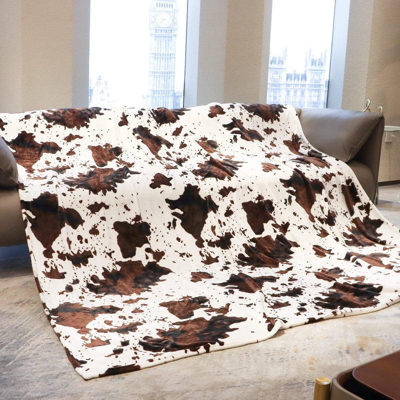 SEEGU Flannel Fleece Cow Print Blanket King Size  Super Soft Cozy Plush Cow Blankets  Lightweight Microfiber Cow Print Throw Blanket for Couch Sofa Bed 90""x108"" - Image 1