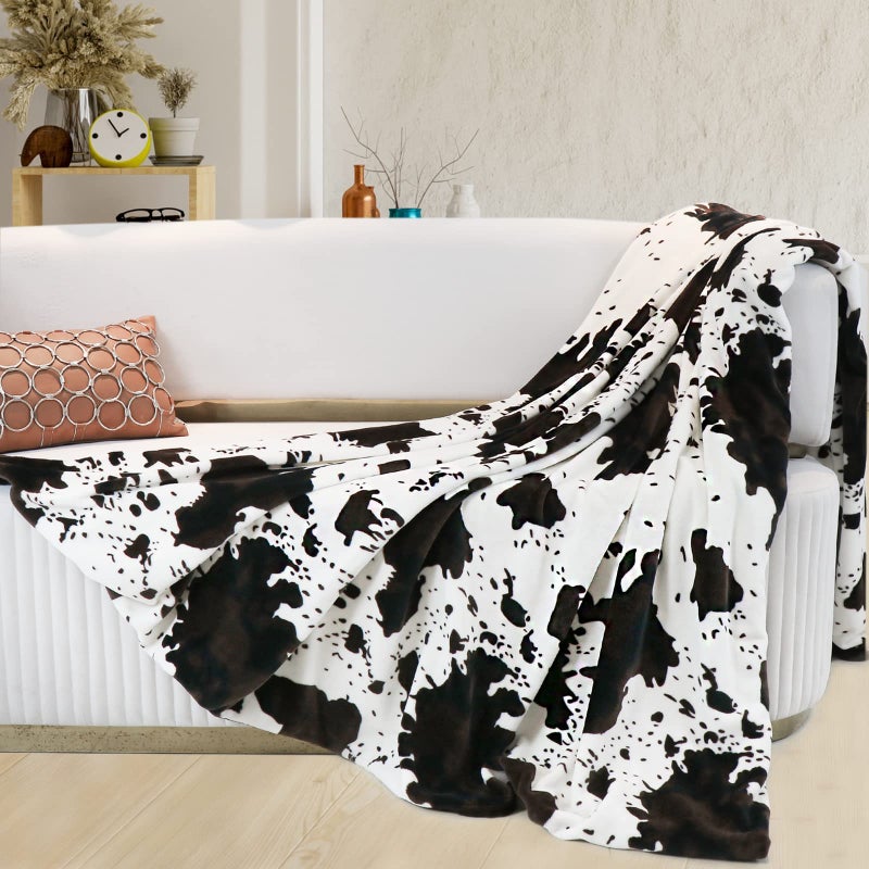 SEEGU Flannel Fleece Cow Print Blanket King Size  Super Soft Cozy Plush Cow Blankets  Lightweight Microfiber Cow Print Throw Blanket for Couch Sofa Bed 90""x108"" - Image 3