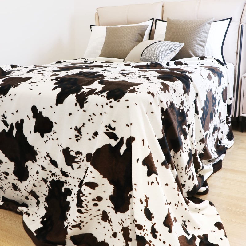 SEEGU Flannel Fleece Cow Print Blanket King Size  Super Soft Cozy Plush Cow Blankets  Lightweight Microfiber Cow Print Throw Blanket for Couch Sofa Bed 90""x108"" - Image 2