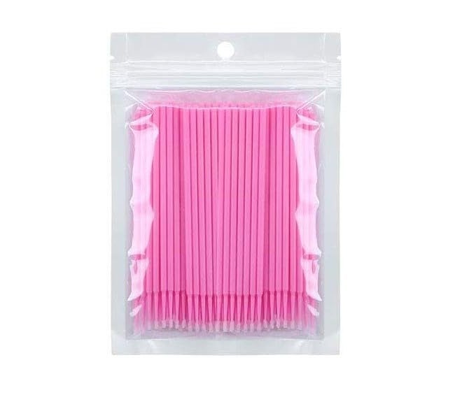 BBC 100 pcs Micro Brushes, Microswabs for Eyelash Extensions, Microbrush Applicators Brush, Lash Mascara Wand Cotton Swabs Qtips for Eye Dental Lashes Eyebrow and Personal Care (PINK) - Image 1