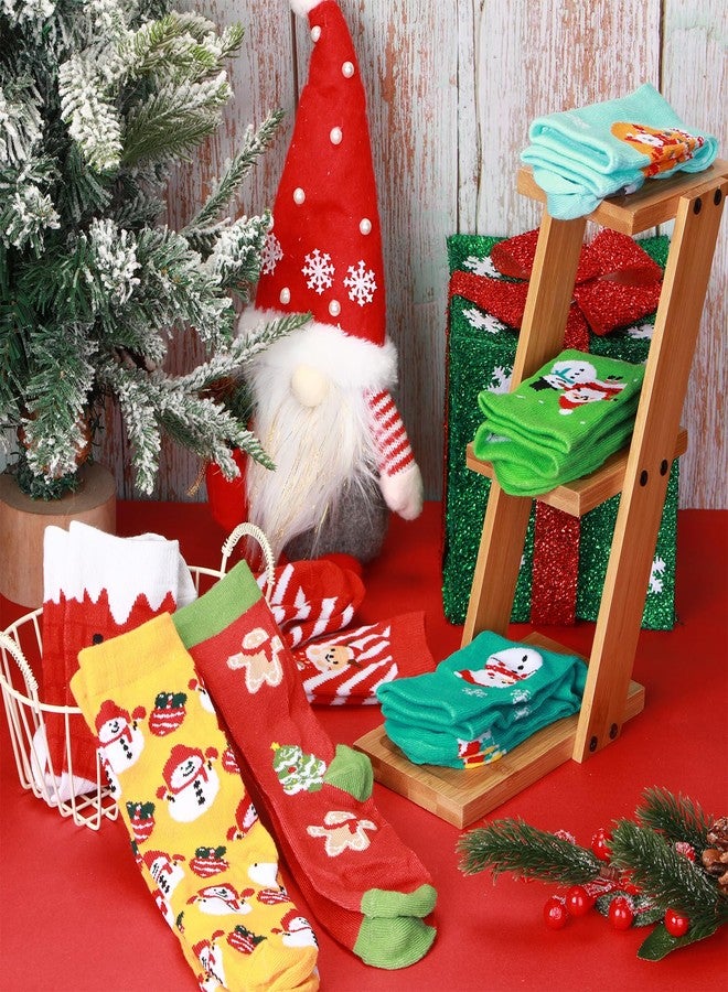 Liitrsh 20 Pairs Christmas Kids Socks Bulk Xtmas Funny Novelty Socks Stripe Cute Snowman Elk Santa Children Christmas Socks for Girl Boy Gifts - Image 2