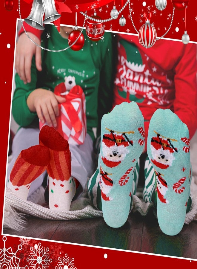 Liitrsh 20 Pairs Christmas Kids Socks Bulk Xtmas Funny Novelty Socks Stripe Cute Snowman Elk Santa Children Christmas Socks for Girl Boy Gifts - Image 4