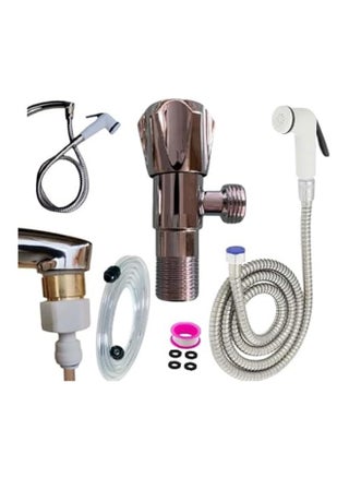 Bathroom bidet with 1.5m nickel hose plus angle valve plus 5m 6mm long hose white for various simple uses