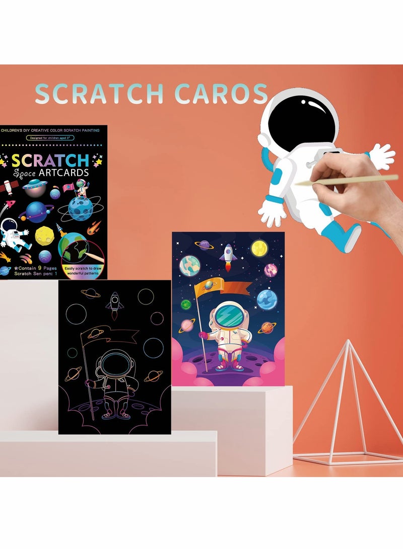 KASTWAVE 3 Set Magic Scratch Paper Art Crafts Colorful Drawing Book for Kids Birthday Party Games Projects Kits - Image 2