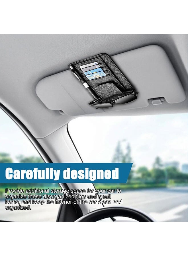 1 Pc Black Small Car Sun Visor Organizer with Sunglasses Clip, Auto Visor Document Holder & Storage, Universal Car Accessories for Sunglasses, Document, Card, Pen & Driver License - Image 4