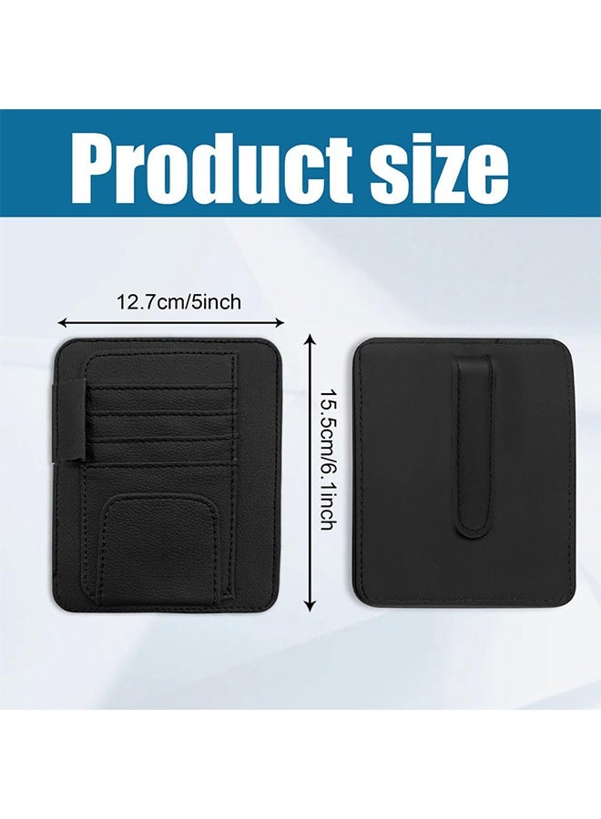 1 Pc Black Small Car Sun Visor Organizer with Sunglasses Clip, Auto Visor Document Holder & Storage, Universal Car Accessories for Sunglasses, Document, Card, Pen & Driver License - Image 2