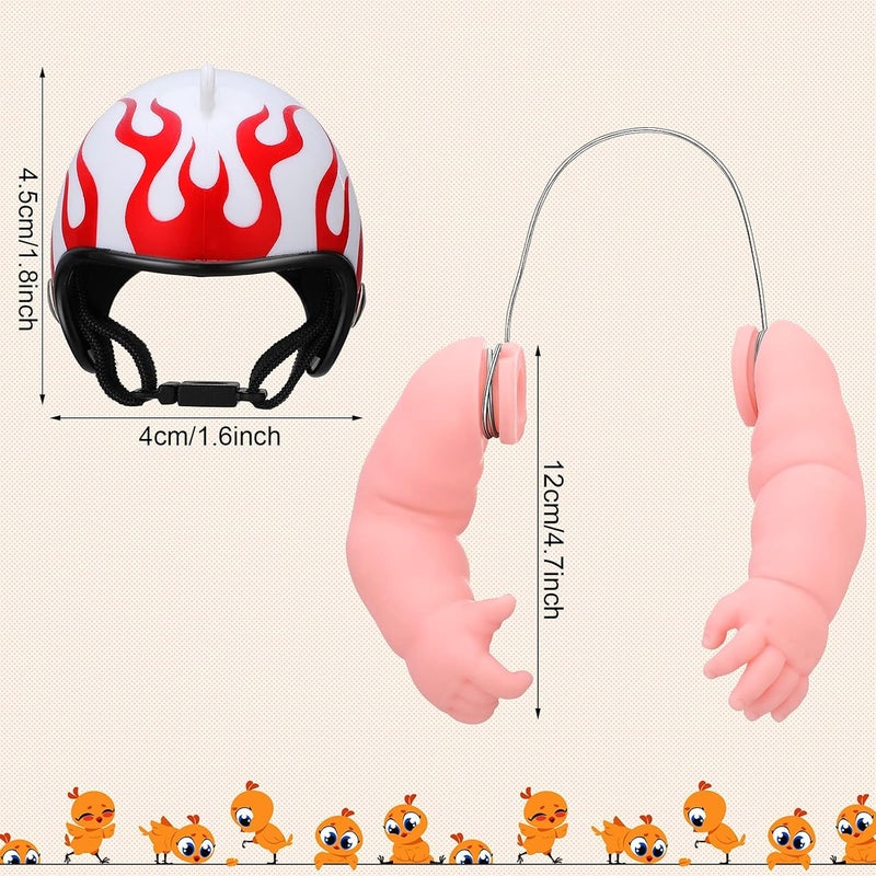 Gejoy 2 Pieces Hens Helmet Chicken Arms Toys Set Include Chicken Hats and Doll Arms for Small Pet Supplies Animal Hats Doll Accessories for Hens Small Pet Parakeet Pets Supplies Photoshoots and Pranks - Image 2