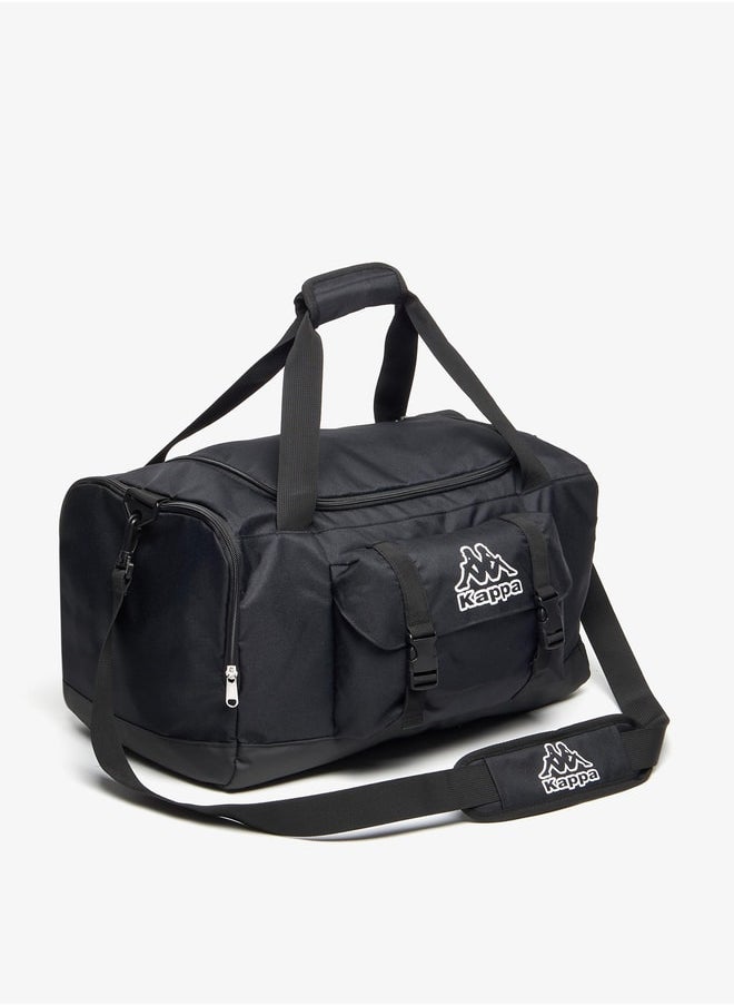 Kappa Men Logo Embroidered Duffel Bag with Double Handle and Zip Closure  - Image 2