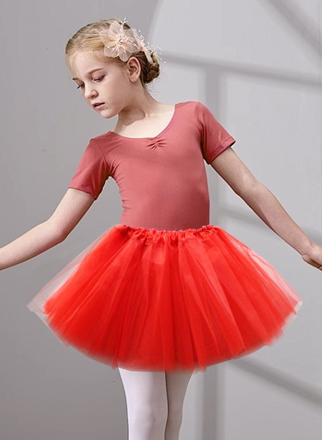 HOME-MART Girls Tutu Skirt 3 Layered Dance Dress Tutu Skirts for 2-8 Years Kids,Ruffle Tiered Ballet Clubwear for Performances,Parties,Playtime Red - Image 2