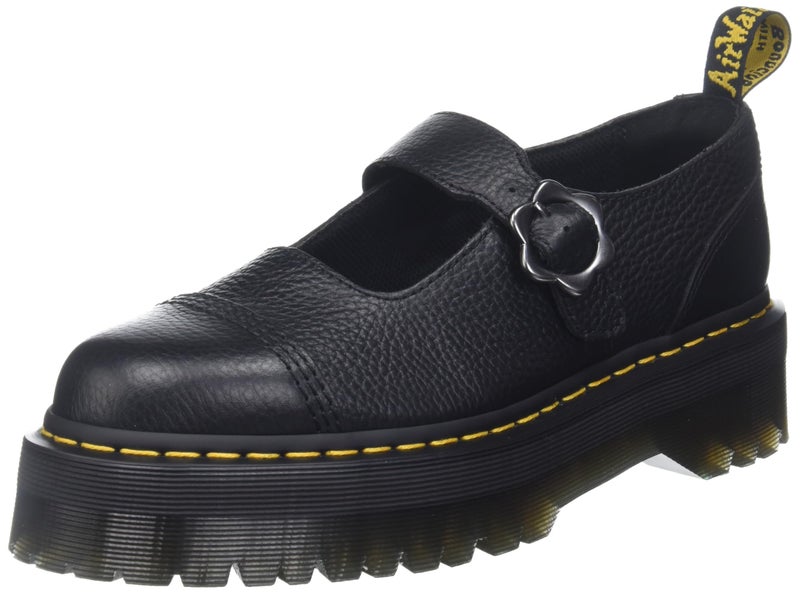 Dr Martens Dr. Martens Women's Addina FLWR Mary Jane Flat, Black Milled Nappa, 8 - Image 1