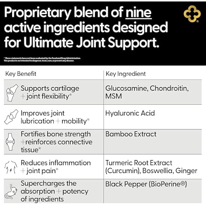 Campio All-In-1 Joint Support Supplement: Glucosamine 1500mg Chondroitin MSM Turmeric Hyaluronic Acid Boswellia Ginger Bamboo BioPerine Supports Joints, Bones, Back, Knees & Hands Flexibility 90 Count - Image 5