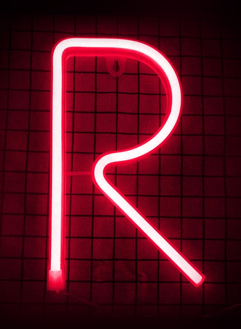 سلة حرف بإضاءة النيون باللون الأحمر الدافىء – R - Image 1