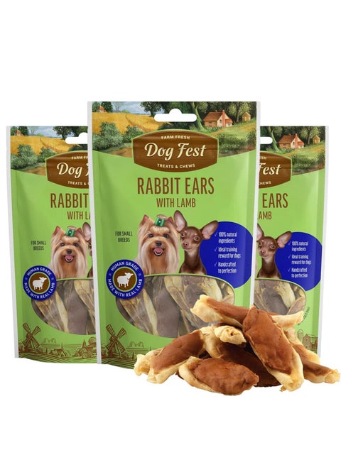 Rabbit Ears With Lamb Soft Handcrafted Treats For Small And Mini Dogs 3X55g