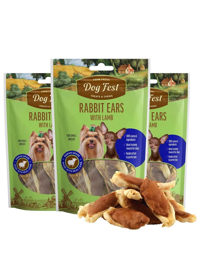 Rabbit Ears With Lamb Soft Handcrafted Treats For Small And Mini Dogs 3X55g
