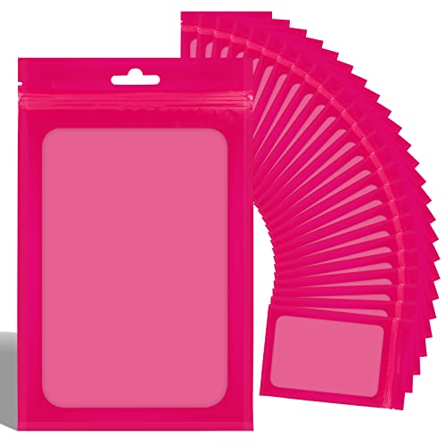 LODROC 100 Pieces Resealable Mylar Bags with Clear Window - 3.5x4.7 Inches Smell Proof Bag Coffee Beans Packaging Pouch for Food Self Sealing Storage Supplies Jewelry Electronics Party, Pink - Image 1