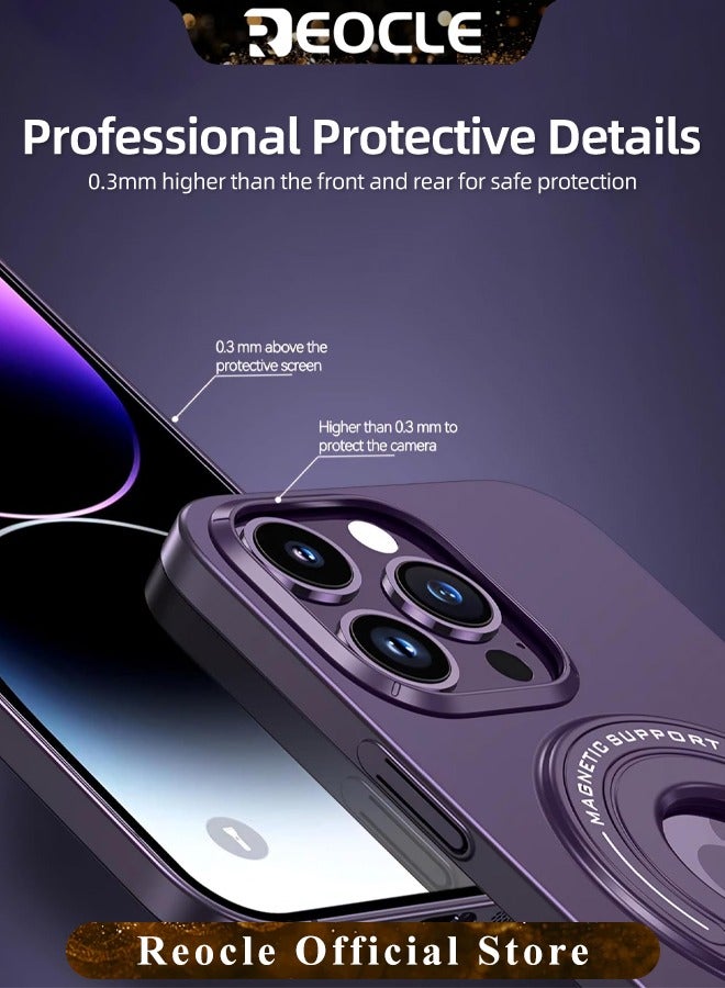 ريوكل حافظة مغناطيسية لهاتف iPhone 14 13 Pro Max متوافقة مع حامل حلقي غير مرئي من Magsafe مع عدسة كاميرا حماية كاملة وغطاء هاتف مضاد للصدمات لهاتف iPhone 14 13 Pro Max - Image 2