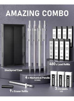 0.5Mm Mechanical Pencil Set With Case 4Pcs Metal Mechanical Pencils 8 Tubes Hb #2 Lead Refills 3Pcs 4B Erasers And 9Pcs Eraser Refills Lead Mechanical Pencils For Writing And Drawing - pzsku/ZCE985D5BD07DAB4E5E45Z/45/_/1740916290/970b7e88-80ed-4a37-b88e-5091ec0e7e6a