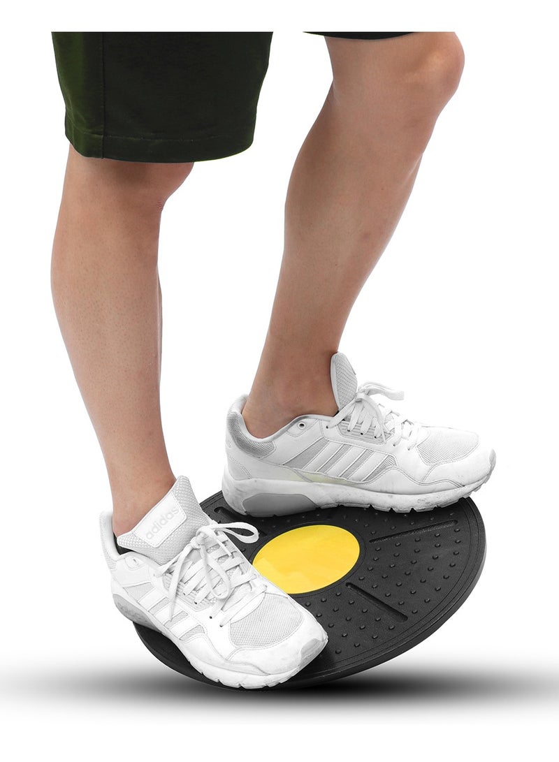 قرص توازن مستدير لليوجا وتمارين اللياقة البدنية بزاوية 10-20 درجة، أسود/أصفر - Image 2