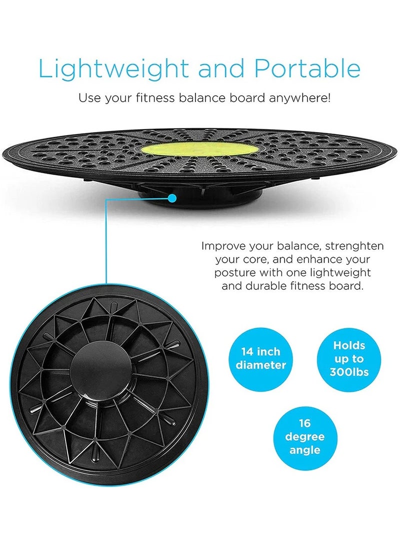 قرص توازن مستدير لليوجا وتمارين اللياقة البدنية بزاوية 10-20 درجة، أسود/أصفر - Image 4