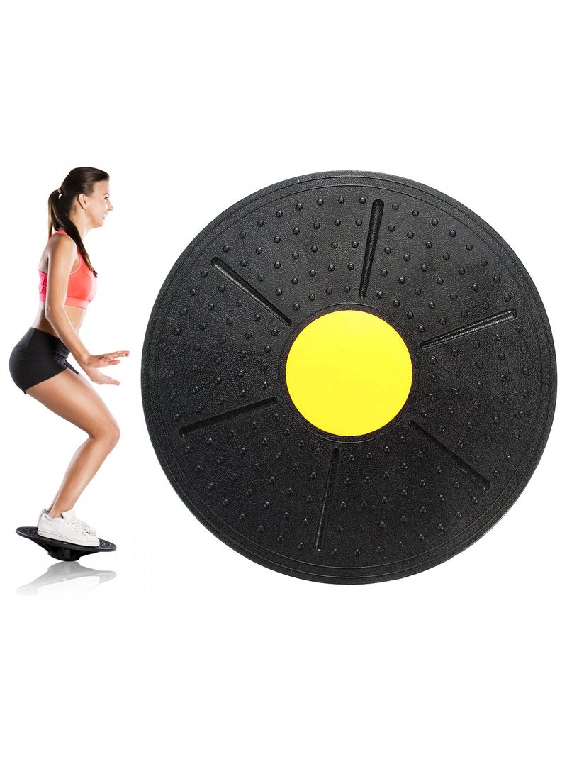 قرص توازن مستدير لليوجا وتمارين اللياقة البدنية بزاوية 10-20 درجة، أسود/أصفر - Image 1