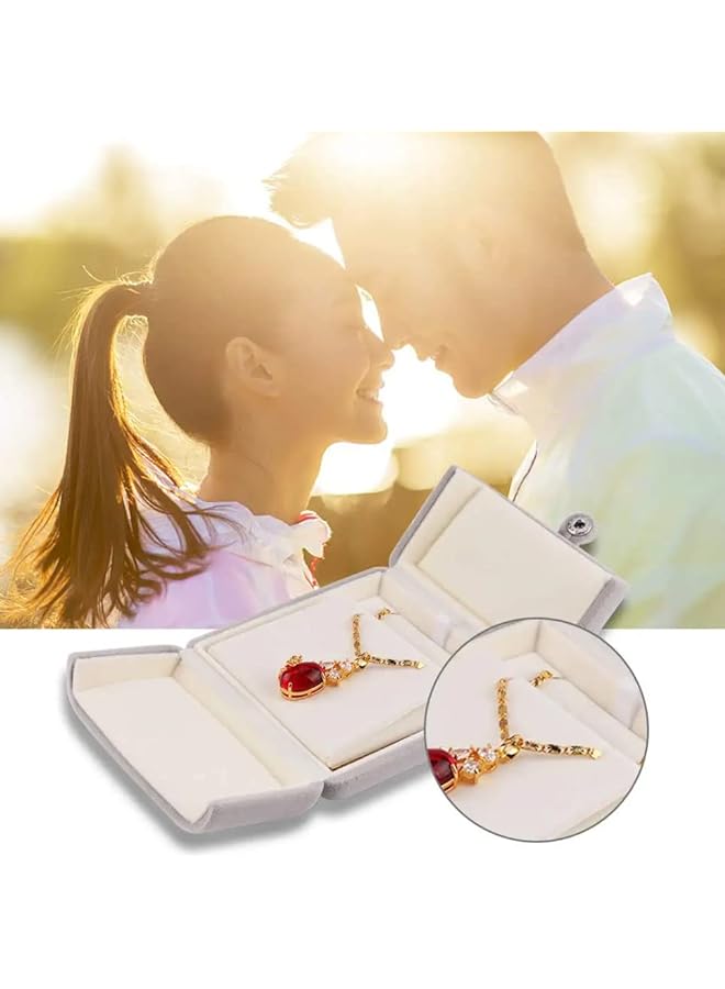 Zaboon Pendant Necklace Gift Box Couple Proposal Engagement Chain Necklace Earrings Display Storage CasePremium Jewelry Gift Box for Wedding Anniversary - Image 2