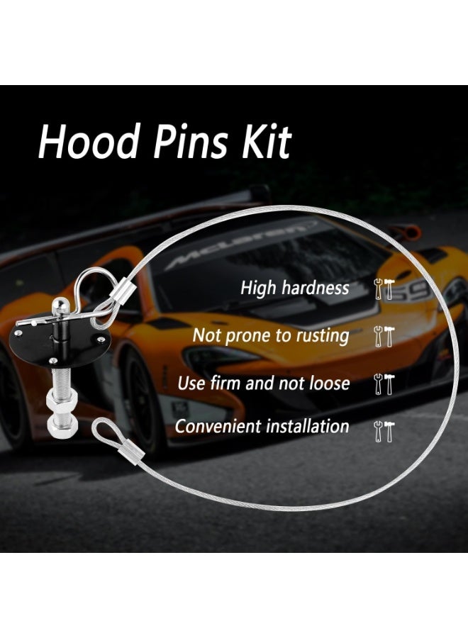 Hood Pins Kit for Car - Stainless Steel Hood Pin Lock Clip with Racing Lanyard for Fixing Car Hood Cover & Reduce Shaking - Universal Car Mods Exterior Accessories Fits Most Car Truck SUV - Image 4