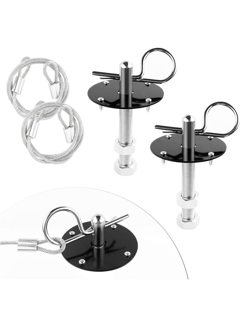 Hood Pins Kit for Car - Stainless Steel Hood Pin Lock Clip with Racing Lanyard for Fixing Car Hood Cover & Reduce Shaking - Universal Car Mods Exterior Accessories Fits Most Car Truck SUV - Image 1