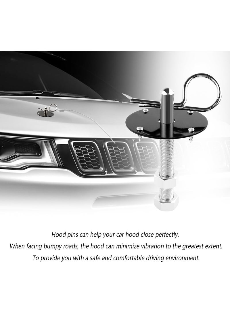 Hood Pins Kit for Car - Stainless Steel Hood Pin Lock Clip with Racing Lanyard for Fixing Car Hood Cover & Reduce Shaking - Universal Car Mods Exterior Accessories Fits Most Car Truck SUV - Image 5
