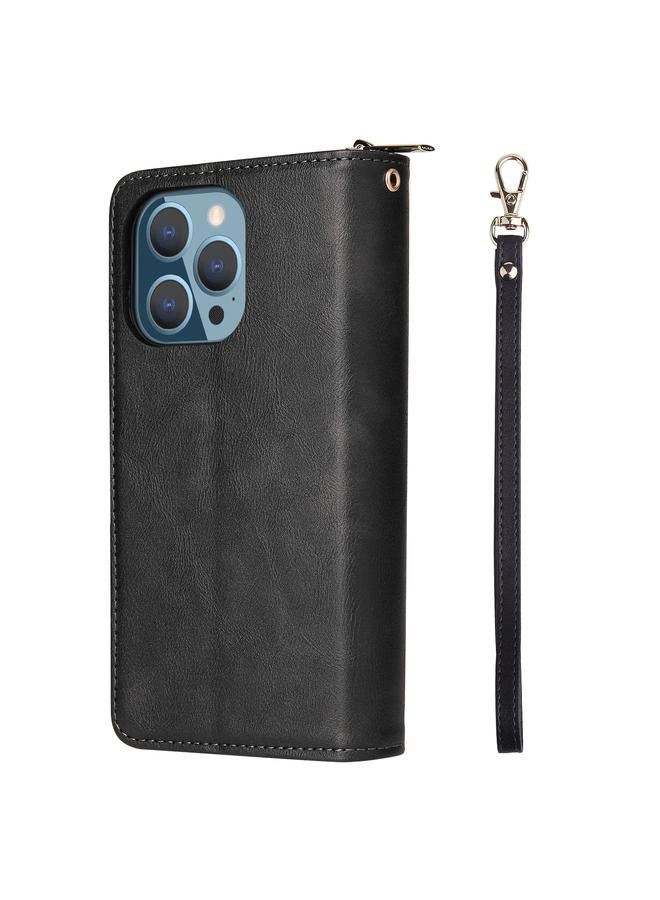 اس-توب جراب لهاتف iPhone 13 Pro 9 فتحات للبطاقات وحقيبة محفظة بسحاب وحافظة هاتف جلدية - Image 3