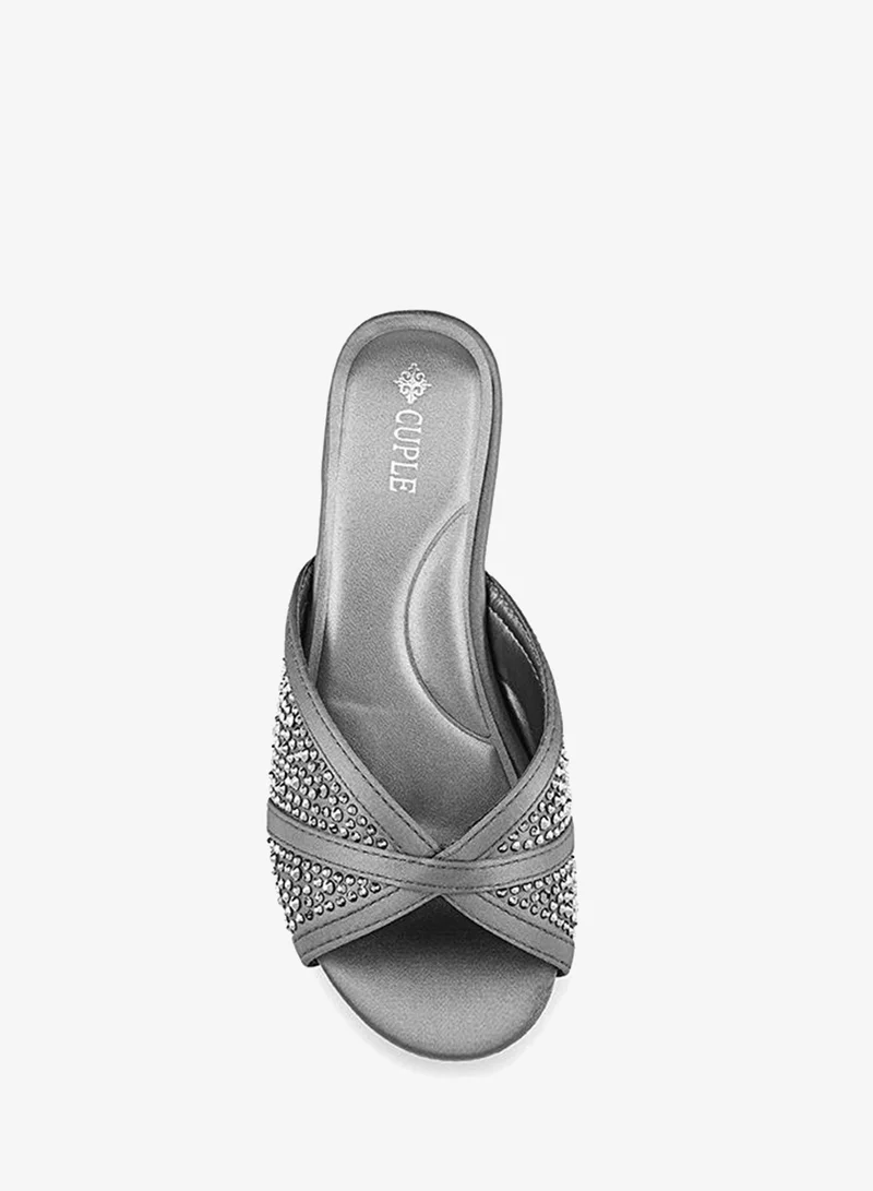 Cuple Pewter Girls Heeled Slides for Women | Best Price UAE
