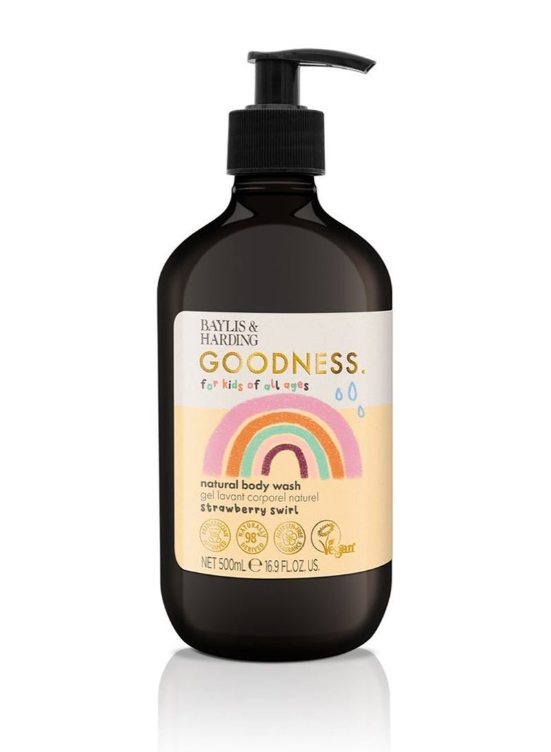 Baylis & Harding Goodness Kids Strawberry Swirl Body Wash, 500ml | 98% Natural-Gentle for new borns | Allergen Free Fragrance | Vegan - Image 1