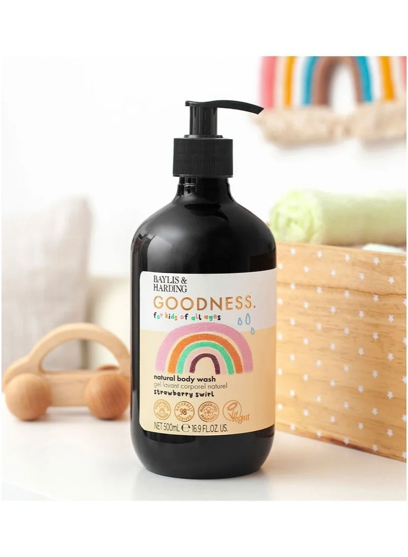 Baylis & Harding  Goodness Kids Strawberry Swirl Body Wash, 500ml | 98% Natural-Gentle for new borns | Allergen Free Fragrance | Vegan  | Best Price UAE