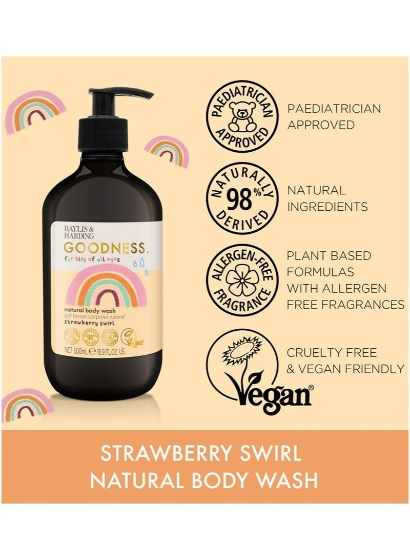 Baylis & Harding Goodness Kids Strawberry Swirl Body Wash, 500ml | 98% Natural-Gentle for new borns | Allergen Free Fragrance | Vegan - Image 2