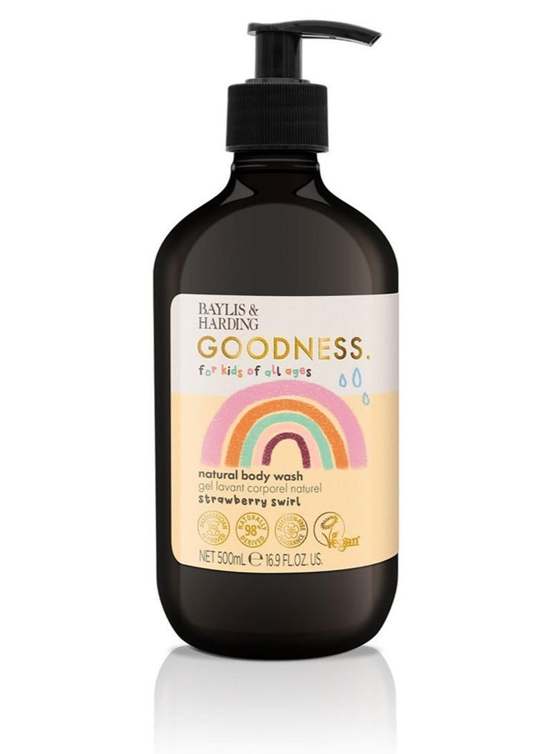 Baylis & Harding Goodness Kids Strawberry Swirl Body Wash, 500ml | 98% Natural-Gentle for new borns | Allergen Free Fragrance | Vegan - Image 1