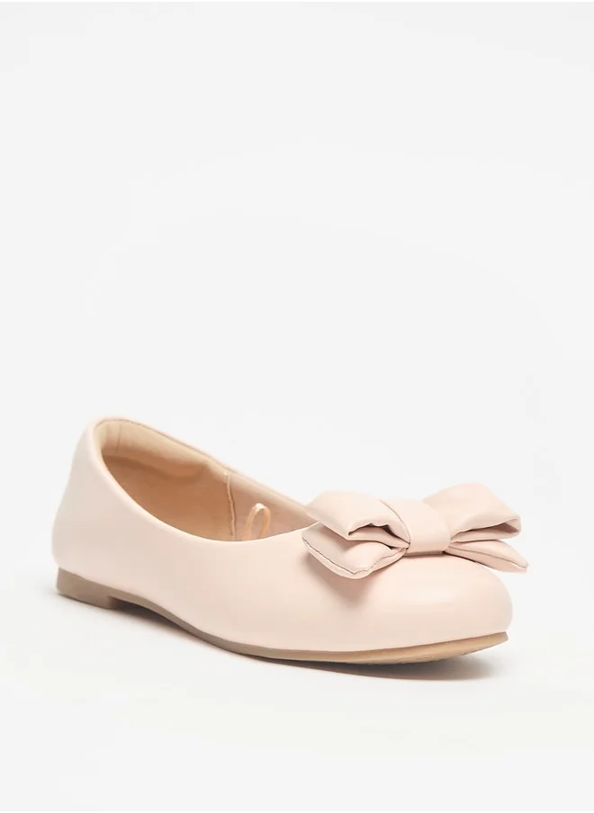 ميسي Little Missy Solid Slip-On Round Toe Ballerina with Bow Detail