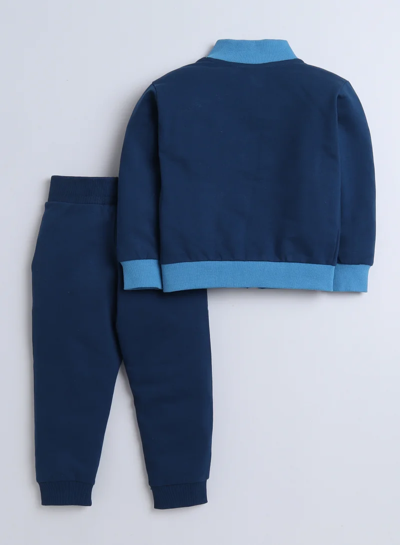 victor and jane Boys 3-Piece Set - Grey Mil Long tee, Navy fullzipper Hoody Jacket and Navy Jogger Sets