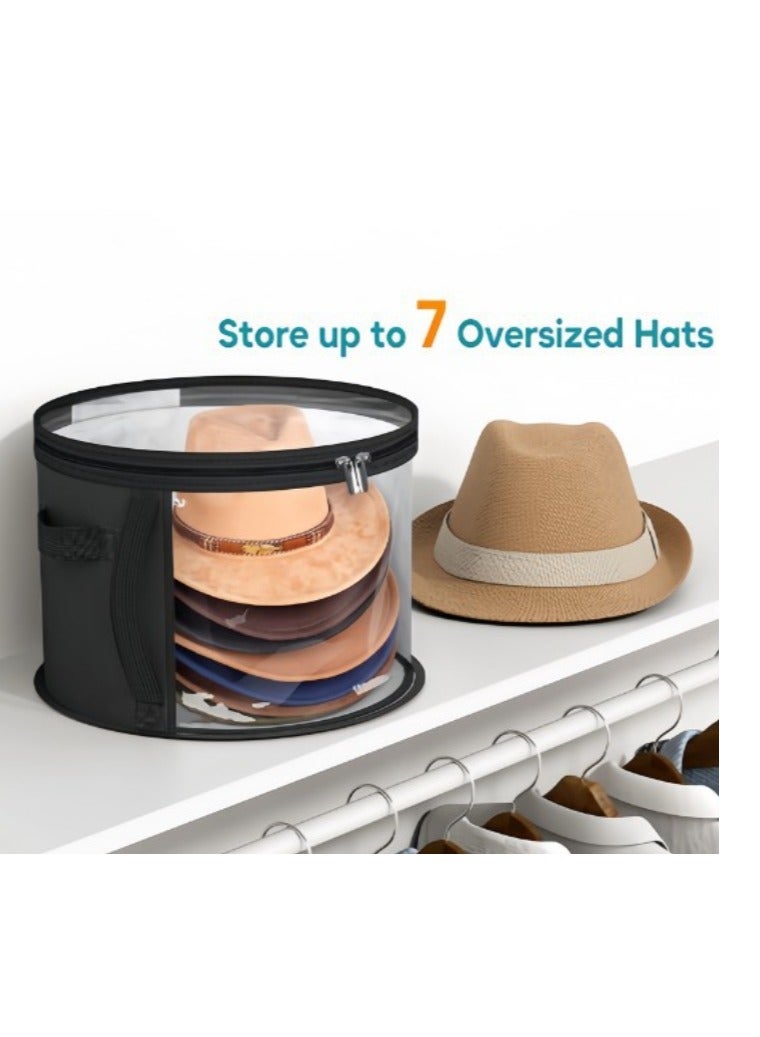 OASIS-TH Oversized Clear Hat Storage Bag for Women, Holds up to 7 Caps Cowboy Hat Organizer for Closet, Wide Brims Hat Case with Carrying Handles - Image 3